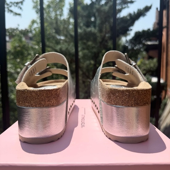 New Free People Rule Breaker Flatform Sandal Shoes Platform Silver Metallic 39 - Picture 12 of 12